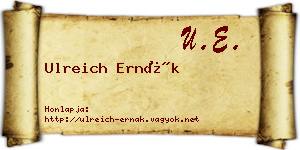 Ulreich Ernák névjegykártya